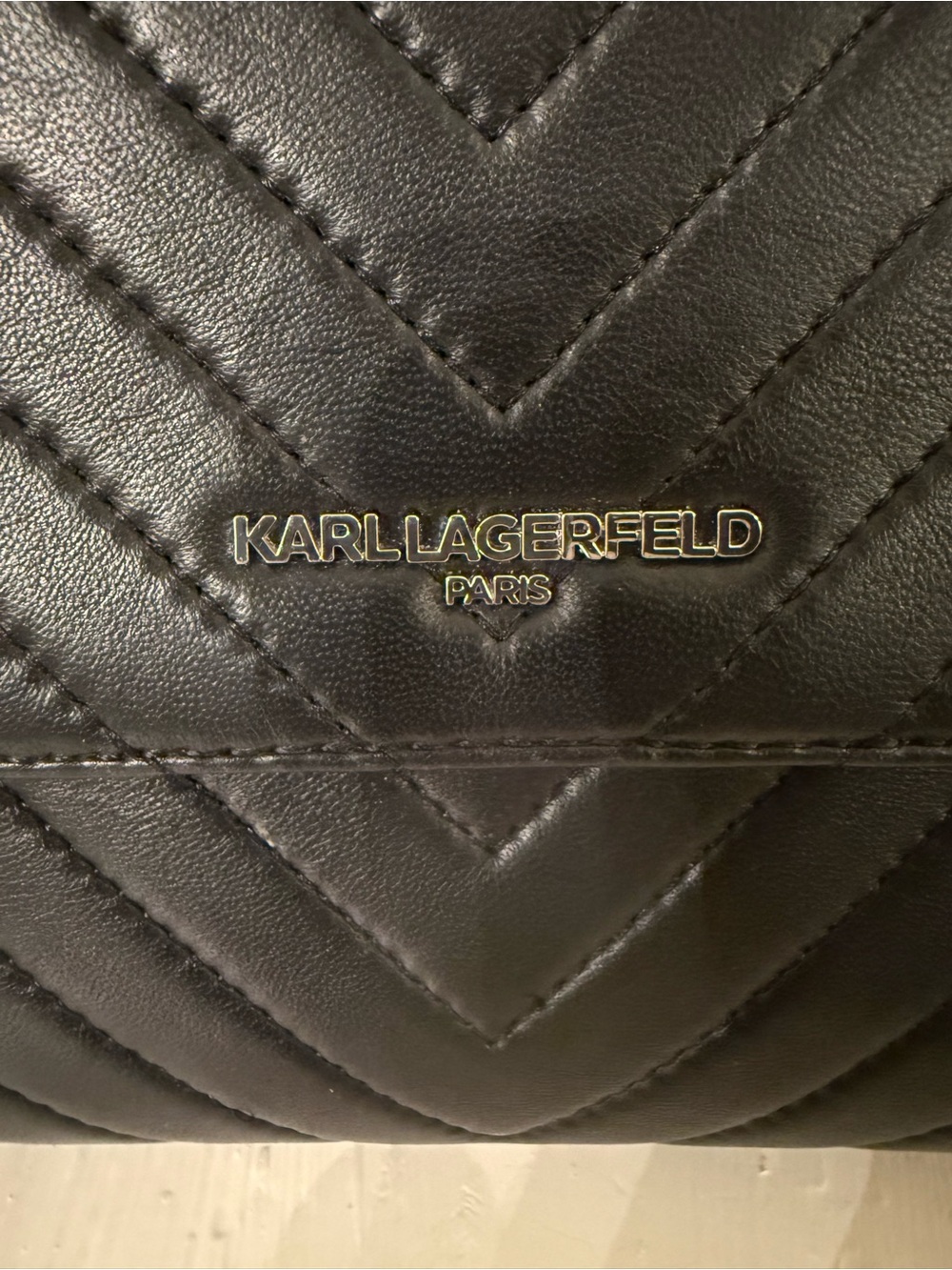 Karl Lagerfeld Charlotte Black Quilted Top-Handle Satchel with Chain Strap NWOT - Picture 8 of 17
